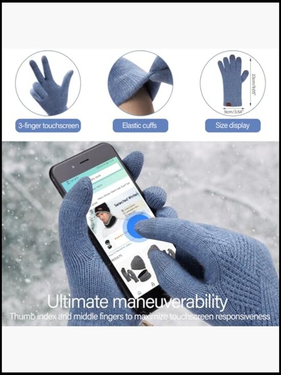 Winter Knit Beanie Scarf Gloves Set with Fleece Lining Touchscreen main image 4
